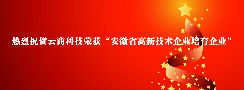 热烈祝贺安徽云商信息科技有限公司荣获安徽省高新技术培育企业